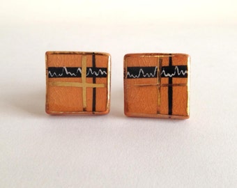 1950's Mid Century Modernist Ceramic Cufflinks