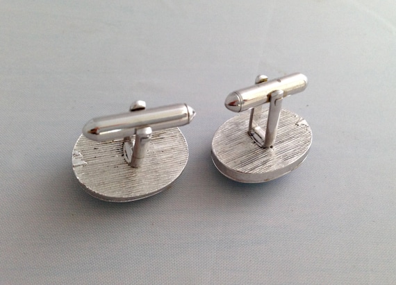 Mid Century Modern Sculpted Glass Cufflinks - image 3