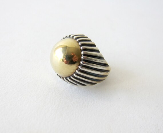 1970s 14K Gold Sterling Silver Dome Ring
