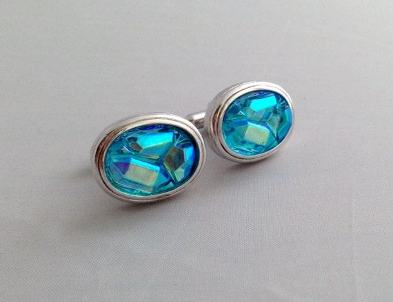 Mid Century Modern Sculpted Glass Cufflinks - image 2
