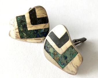 Enrique Ledesma Mexican Modern Turquoise Lapis Matrix Cufflinks
