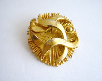 Zahara Schatz Gold Tone Metal Modernist Brooch