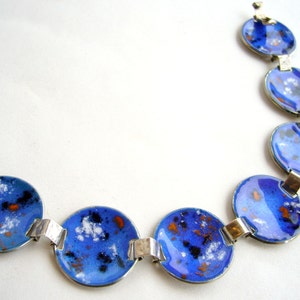1950s American Modernist Enamel over Silver Spatter Bracelet