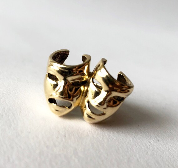 14k Gold 1970's Comedy Tragedy Dramatic Ring