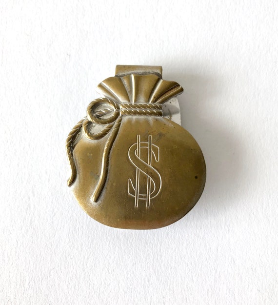 1958 Brass over Base Metal Sack of Money Money Cl… - image 1