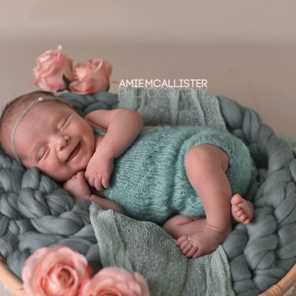 Chunky Teal tresse bosse baby photographie prop boa panier remplissage 10f vendeur de laine au Crochet Braid laine mèche de mérinos UK (3m) stuffer RTS