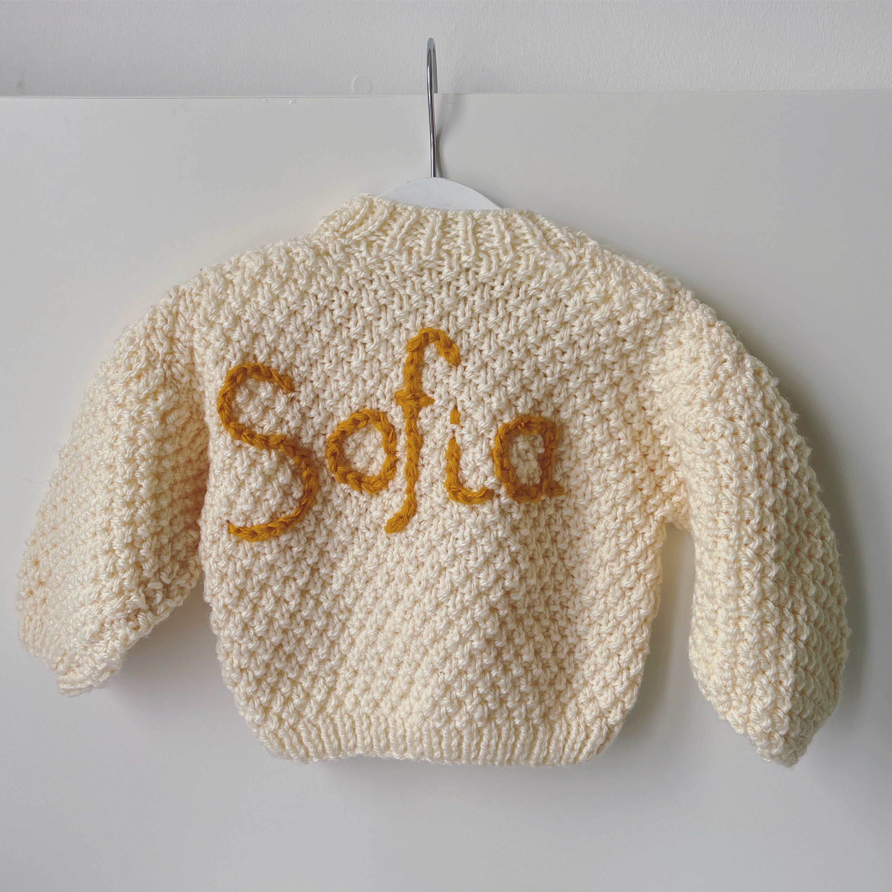Personalised white baby cardigan 36 months Etsy