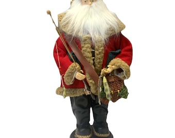 Fabriche Fishing Santa Figurine: Christmas Decor, 19" Tall
