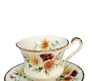 Vintage 1960s PARAGON Bone China England AUTUMN GLORY Set Cup & Saucer