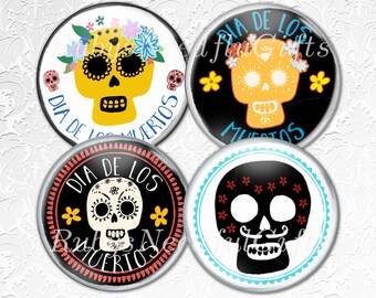 Dia de los Muertos Wine Coasters, Coasters, Drink Coasters, Round Coasters, Tableware, Hostess Gift, Best friends Gift, Set of 4, Skulls.