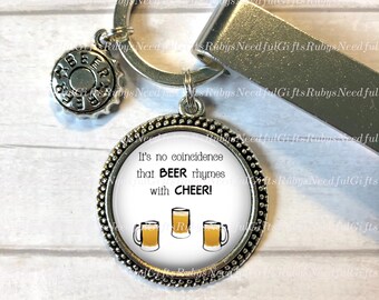 Beer keyring, Bottle Opener keychain, Keyfob, Keychain, Can Opener keyring, Keyring, Best Friend's Gift, Beer Lover Gift, Gift for Dad, Beer