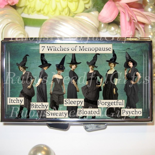 Menopause Pill Case, 7 day Pill Box, Pill Case, Pill Box, 7 Sections, Pill Container, Gift for Her, Medicine Organiser, Witches.