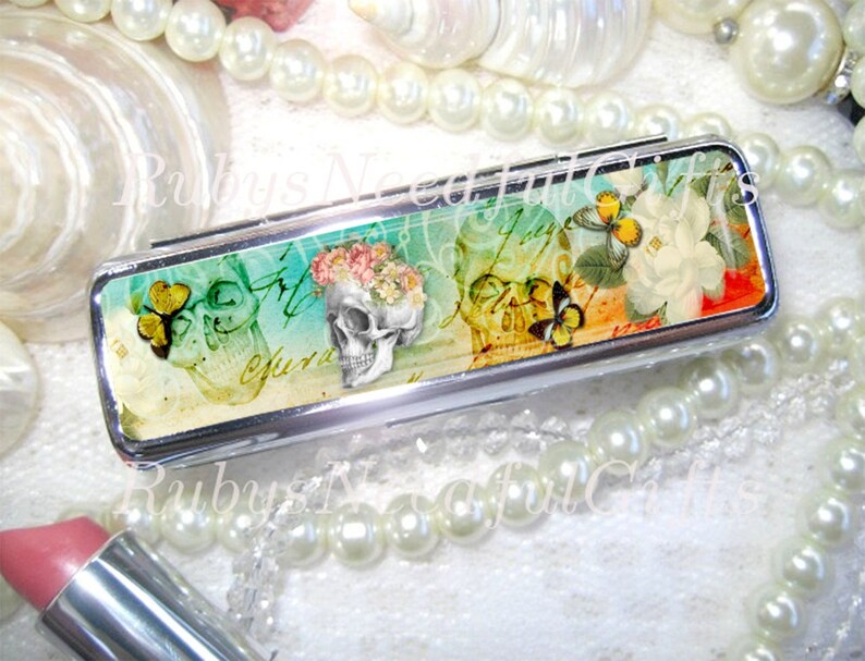 Floral Skulls Lipstick Case Lipstick Holder Lipstick Case Etsy