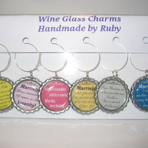 Retirement Wine Glass Charms,Bottlecap wine glass charms, Retirement Gift, Best friends gift, Hostess Gift,ladies night, SET OF 6. image 4