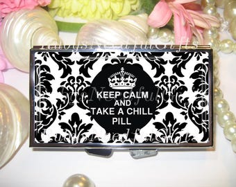 Pill Case, Damask Pill Box, 7 day Pill Box, Pill Case, Pill Box, 7 Sections, Pill Container, Best Friend Gift, Medicine Organiser, Keep Calm