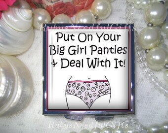 Square Pill Case, Funny Retro Pill Case, Pill Box, Pill Container, Best Friend Gift, Medicine Organiser, 4 Compartments, Big Girl Panties.