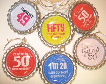 Wine Glass Charms,Bottlecap wine charms,50th Birthday Charms,bottlecap wine charms,Best friend gift,ladies night,choose 6,10,12,14 or 20