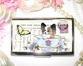 Business Card Holder, Card Holder,  Business Card Case, Stainless Steel, Card Case,  Credit Card Case, Vintage Dog.