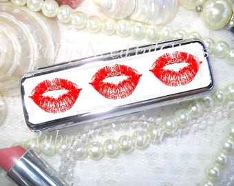 Lipstick Case, Lipstick Holder, Lipstick Case with Mirror, Lipbalm Case, Lips Lipstick Holder, Stocking Filler, Birthday Gift, 3 Lips.