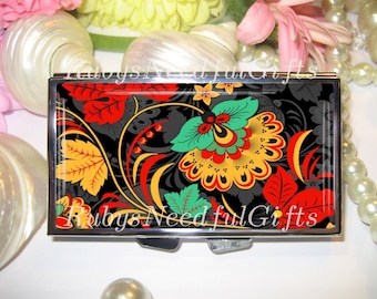 Pill Case, 7 day Pill Box, Pill Case, Pill Box, 7 Sections, Pill Container, Best Friend Gift, Medicine Organiser, Ornate Floral, Black.