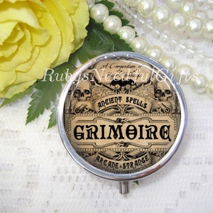 Grimoire Pill Box, Antique Apothecary Label Pill Case, Pill Box, Pill Container, Mint Case, Best Friend Gift, Medicine Organiser, Grimoire.