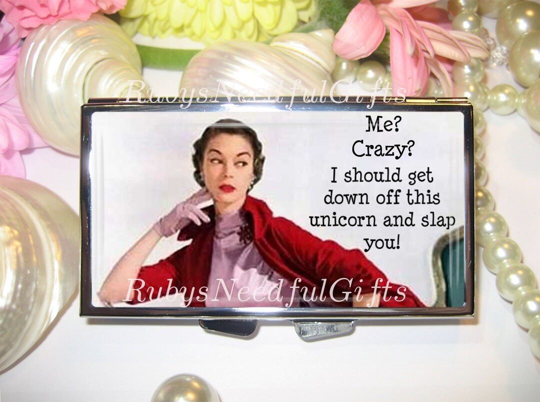 Pill Case, 7 Day Pill Box, Retro Housewife Pill Case, Pill Box, 7