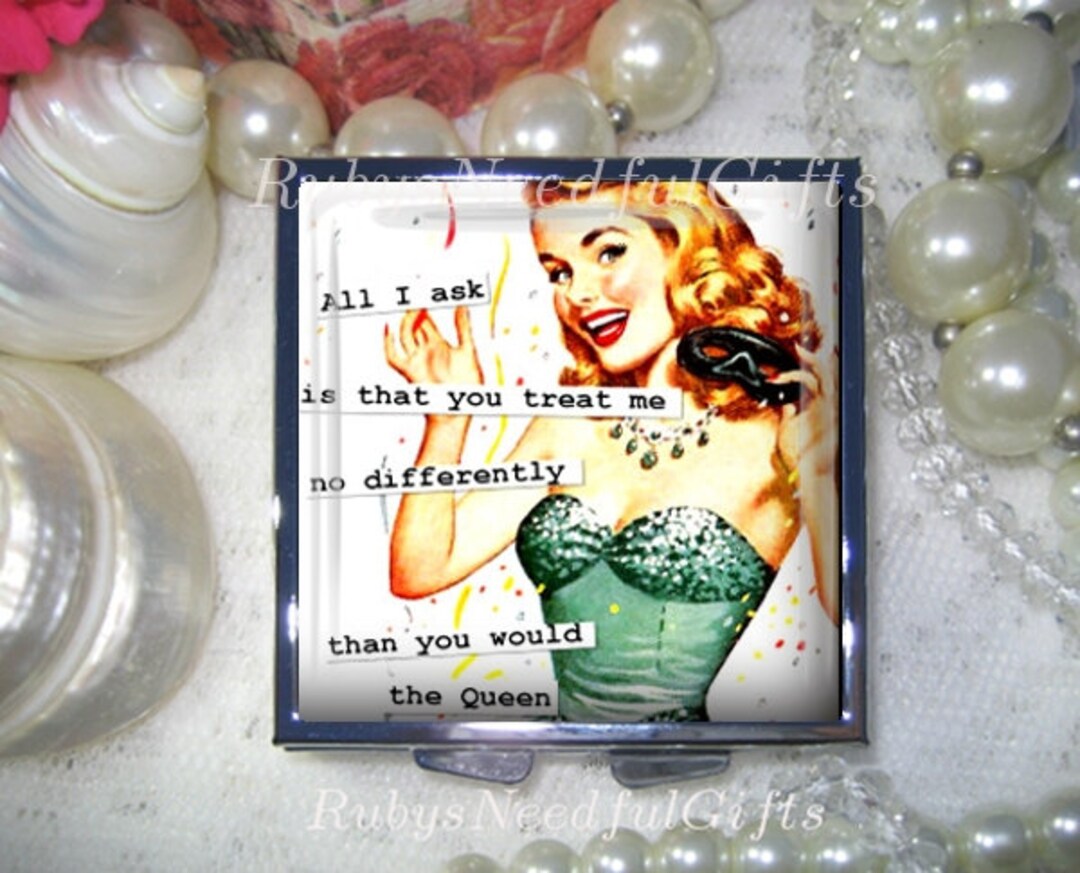Pill Case Retro Sassy Housewife Square Pill Case Pill Box Etsy