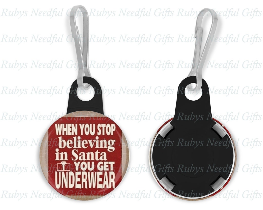 Funny Christmas Zipper Pull, Button Zipper Pull, Zipper Charm, Backpack