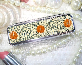 Oriental  Lipstick Case, Lipstick Holder, Lipstick Case with Mirror,  Lipbalm Case,  Birthday Gift, Best Friend Gift, Japanese Floral.