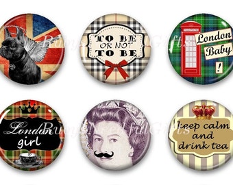 Magnets, Button Magnets, Fridge Magnets, London Magnets, 1 1/4 inch, Best friends gift, Hostess Gift, SET OF 6.