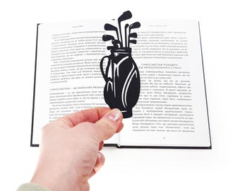 Metal Golf Bag Bookmark: Minimal Golfer Reader Gift