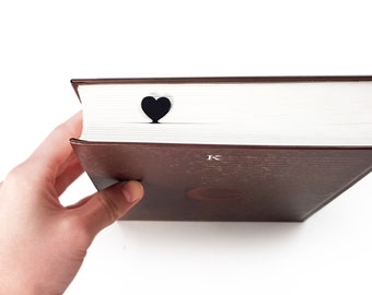 Metal Heart Bookmark: Black Personalized Gift for Couples