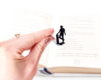 Metal Skateboarder Bookmark: Handmade Steel Book Lover Gift