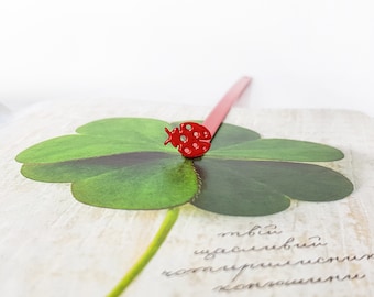 Metal Ladybug Bookmark: Nature Luck Reader Gift