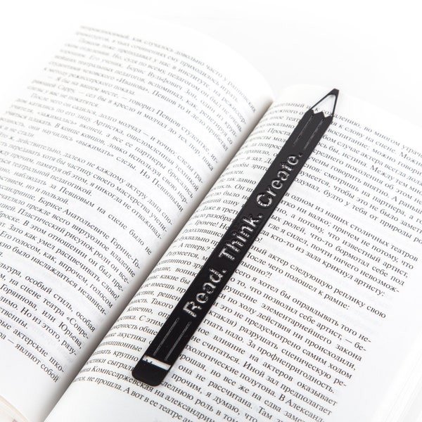 Unique Bookmark Pencil, Read, Think, Create, Small Personalized Bookish Gift for Best Friend, Architect, Illustrator, Artist, Designer.