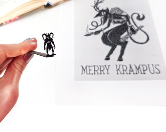 Bookmark Krampus, Horned Alpine Devil, Best Friend Personalized Small Bookish Gift, Horror Halloween Party Favor