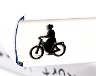 Metal Lady on Bike Bookmark: Women Cycling Steel Design
