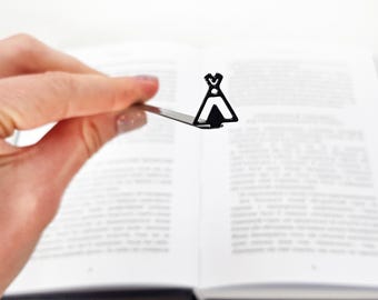 Metal Teepee Bookmark: Camping Hiking Book Lover Gift