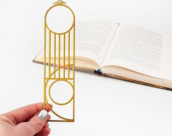 Golden Bookmark Bauhaus Geometry Inspired, Small Personalized Bookish Gift, for Bauhaus Loving Avid Readers, Architects, Illustrators.