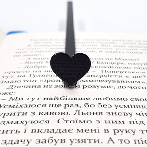 Bookmark Black heart in the open book - Coolbookmark