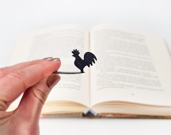 Metal Bookmark, Rooster, Best Friend Personalized Small Bookish Gift, Reading Book Club Party Favors