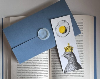 Unique Premium Quality Handmade Paper Bookmark "Pigeon Queen and The Sunny Side Up".