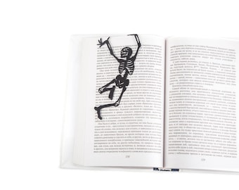 Unique Skeleton Bookmark, Small Personalized Bookish Gift for Horror Loving Bookworms, Halloween Bookclub Party Favors, Stocking Filler.