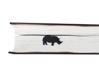 Best friend personalized small bookish gift, Metal Bookmark Rhino