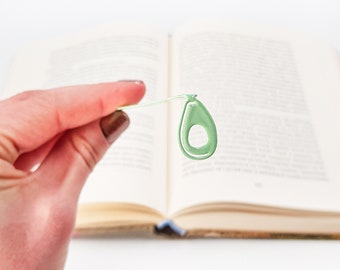 Bookmark Avocado, Stocking Filler for Bookworms, Small Bookish Gift for Avid Readers, Reading Bookclub Party Favors.