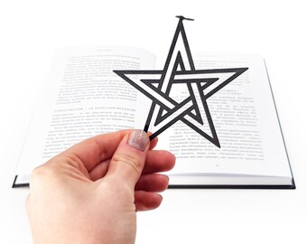 Metal Gothic Skull Bookmark: Pentagram Witchy Design