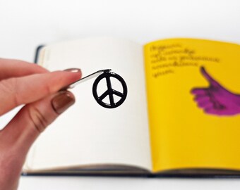 Metal Peace Symbol Bookmark: Pacifist Reader Gift