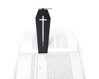 Gothic Bookmark Coffin in My Book, Small Personalized Bookish Gift for Horror Loving Bookworms, Halloween, Horror Bookclub Party Favors .