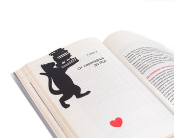 Cat Bookmark for Avid Reader, Cat Lover, Bookworm Small Bookish Gift, Cat Reading Bookclub Party Favors, Cat Lover Stocking Stuffer