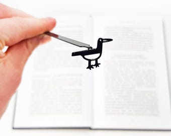 Metal Bird Bookmark: Minimalist Black Page Marker